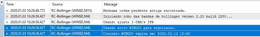 Mensagem inicialização